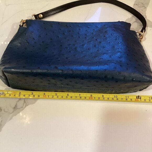 Genuine Leather Valentina Italian Bag Purse Handbag Navy - Picture 10 of 14